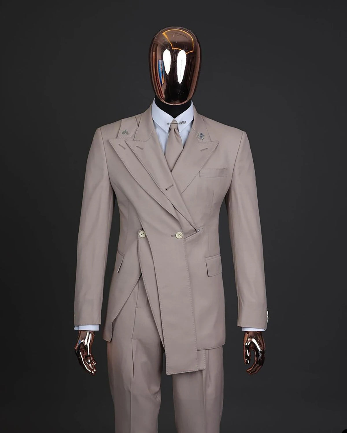 Ensemble élégant costume kaki 2 pièces pour homme, blazer croisé et pantalon, smoking slim fit pour mariages et événements professionnels