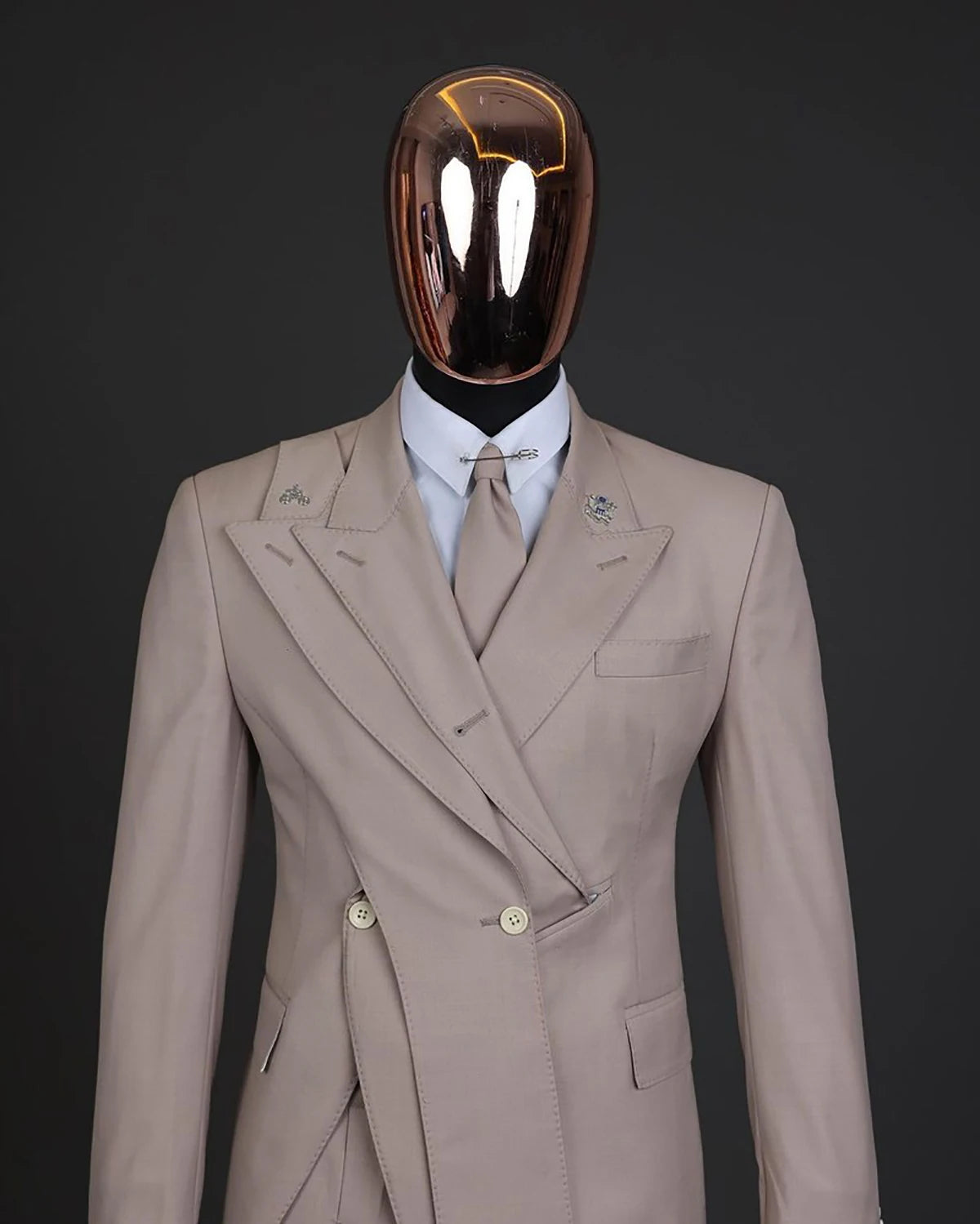 Ensemble élégant costume kaki 2 pièces pour homme, blazer croisé et pantalon, smoking slim fit pour mariages et événements professionnels