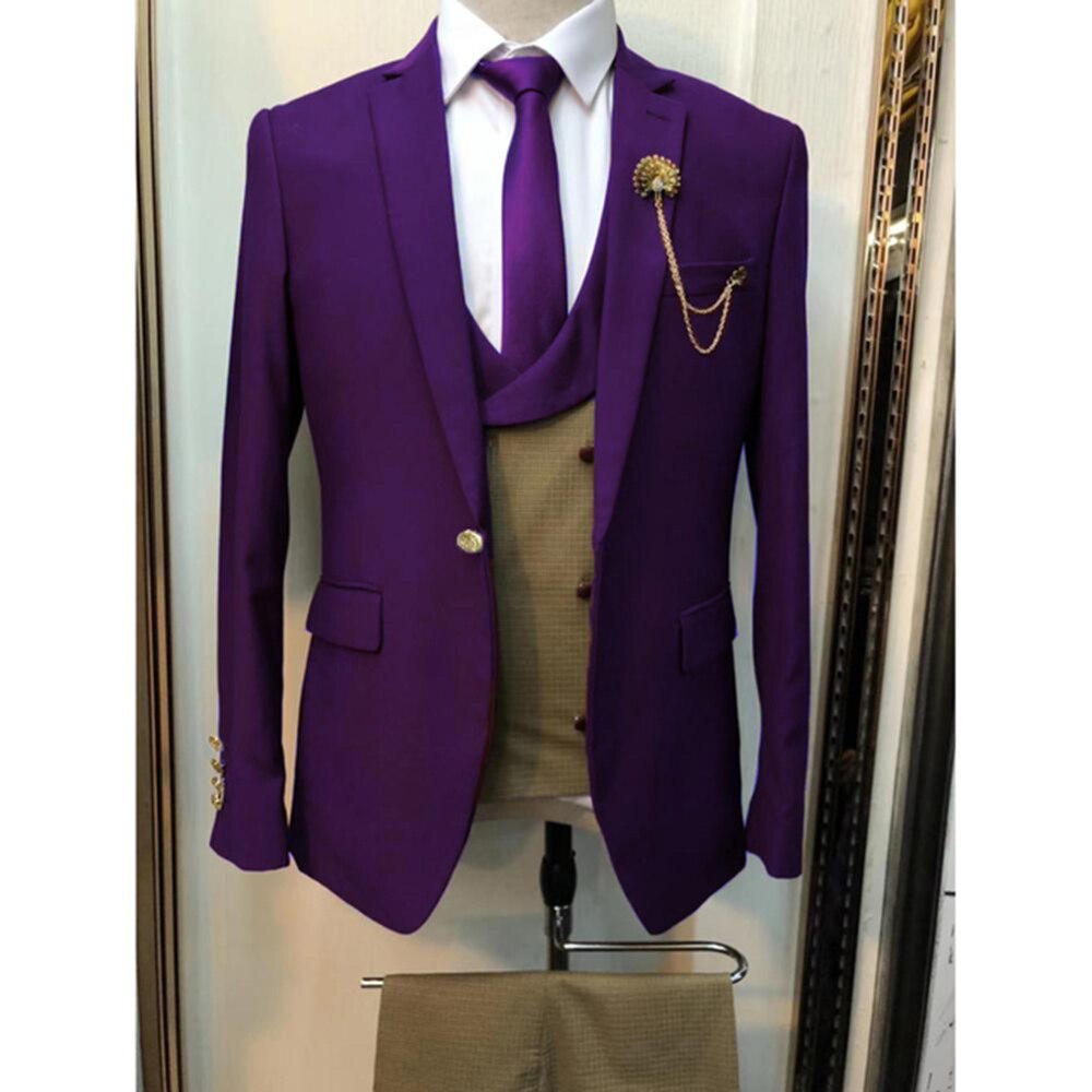 Costume kaki pour homme, 3 pièces, veste, pantalon et gilet, coupe slim, smoking, mariage, bal de promo 