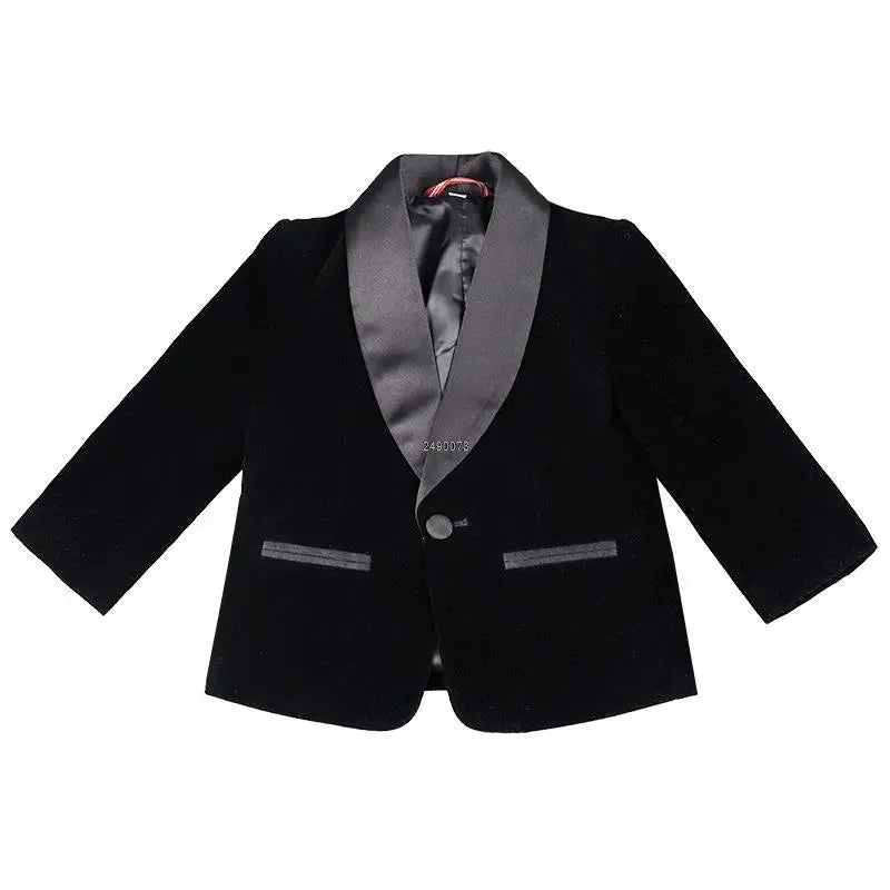 Blazer verde de terciopelo con pantalón negro para niño pequeño, atuendo festivo 