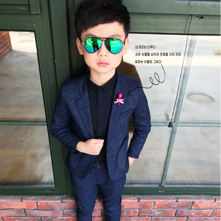 Boys Maroon Formal Suit with Black Shirt Party Outfit Set