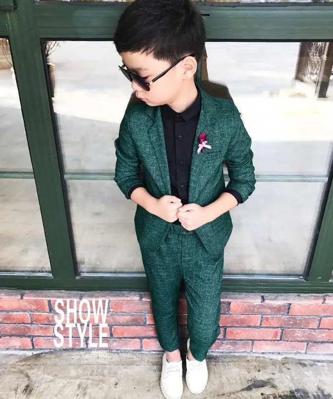 Boys Maroon Formal Suit with Black Shirt Party Outfit Set