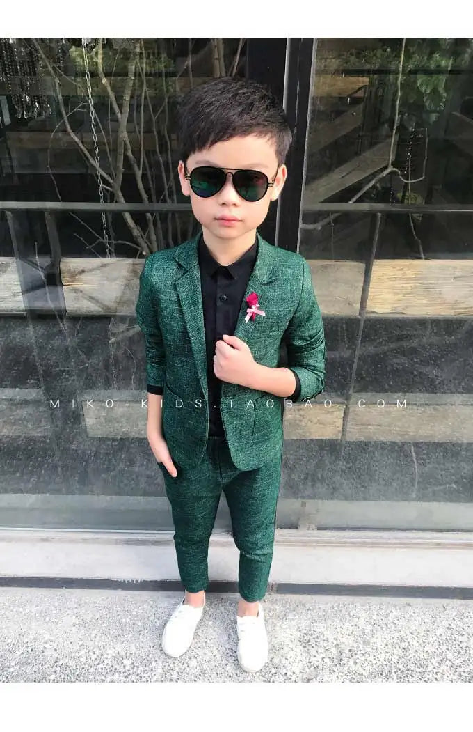 Boys Maroon Formal Suit with Black Shirt Party Outfit Set
