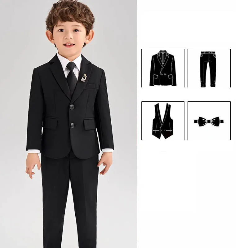 Ensemble costume noir pour tout-petit garçon avec cravate et blazer à deux boutons 