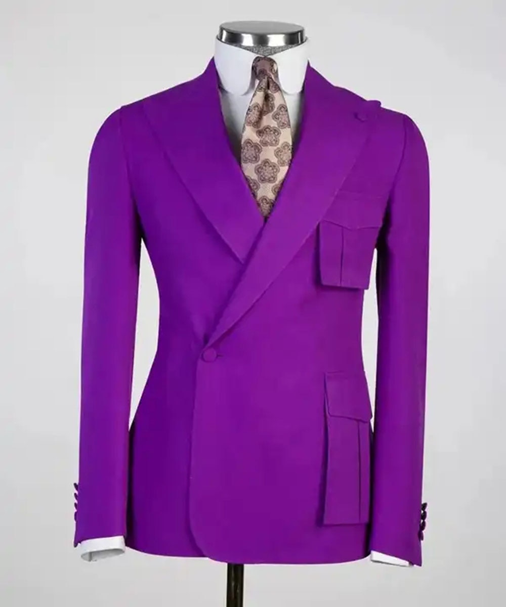 Conjunto de traje de 2 piezas para hombre, color amarillo, con bolsillos cuadrados, esmoquin formal ajustado, para graduación, para novio, boda, blazer, pantalones, chaqueta y pantalones 