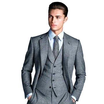 Business Men Suits With Single-Breasted Groom Three Pieces Jacket Vest Pants Custom Made Wedding Formal Occasiom