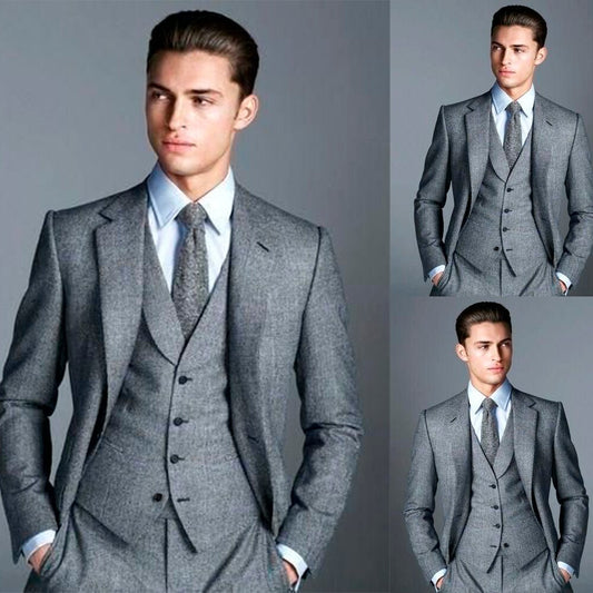 Business Men Suits With Single-Breasted Groom Three Pieces Jacket Vest Pants Custom Made Wedding Formal Occasiom
