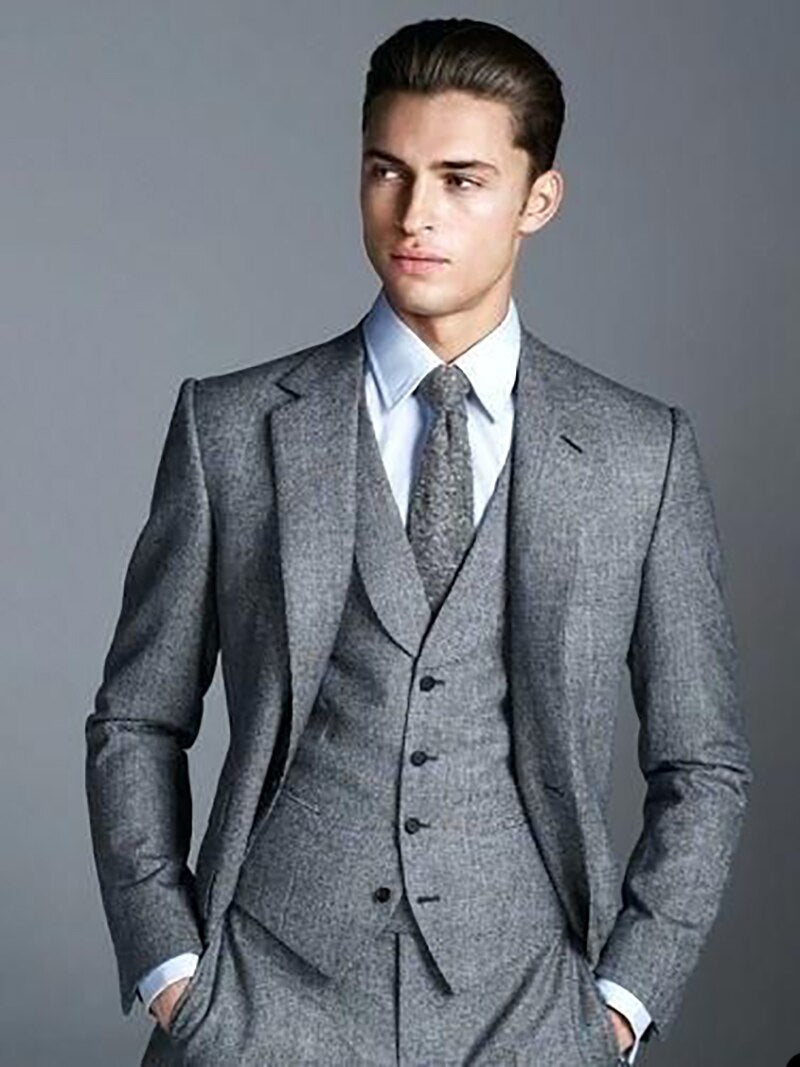 Business Men Suits With Single-Breasted Groom Three Pieces Jacket Vest Pants Custom Made Wedding Formal Occasiom