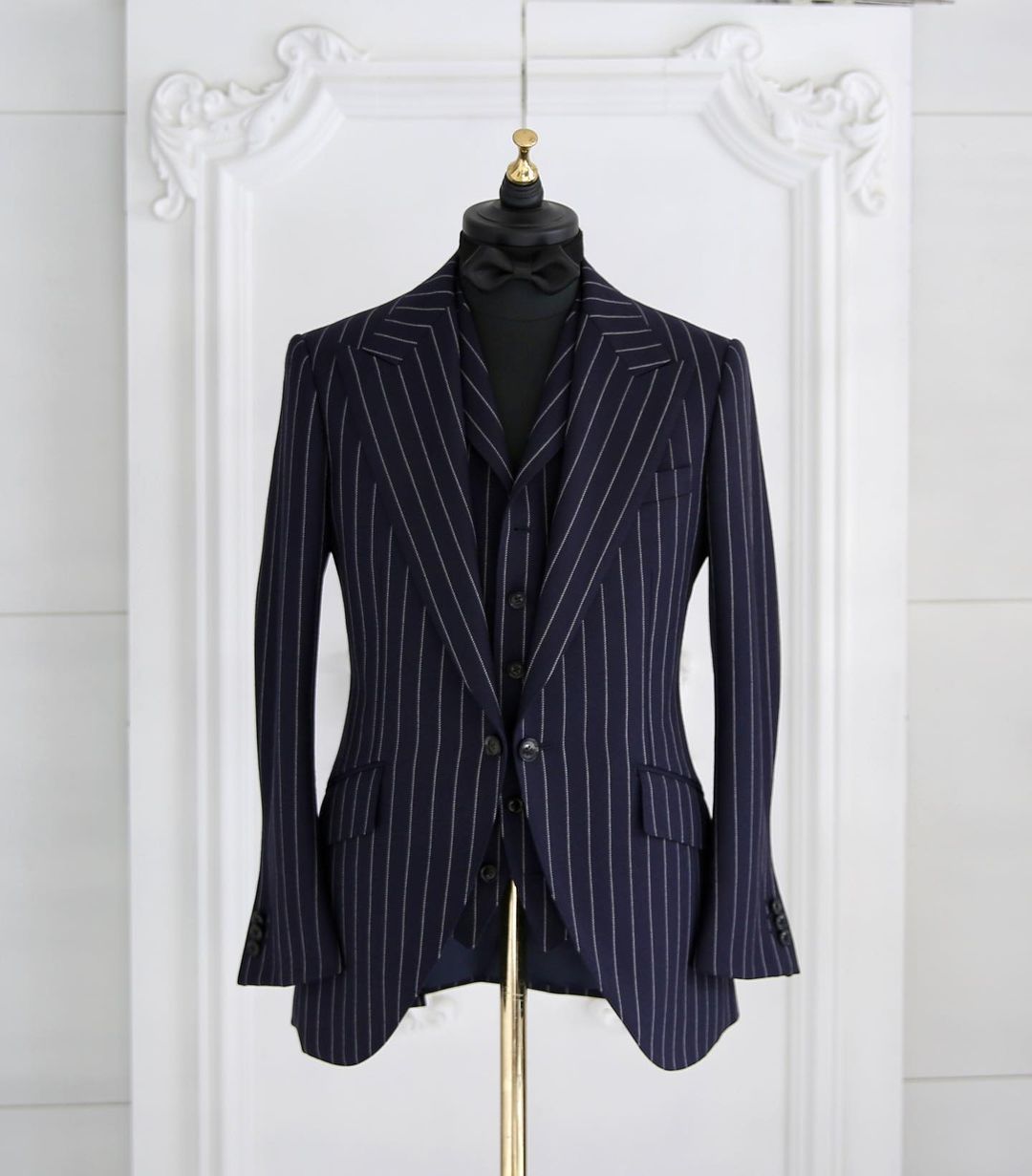Costume décontracté à rayures pour homme, 3 pièces, revers, smoking de créateur pour mariage, occasions formelles 