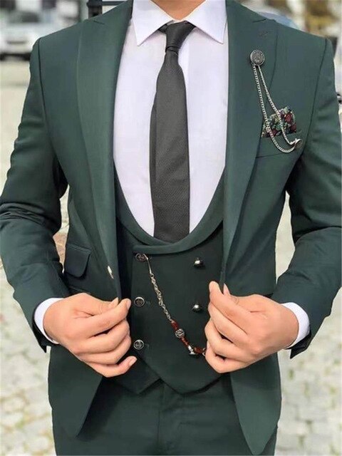 Green Suit Custom Formal Business Blazer Gentleman Tailor Slim Fit Weeding Suit Tuxedo 3 Pieces