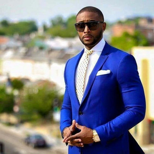 Trajes de boda formales azul real personalizados para hombres, novio, padrino, 2 piezas, Terno 