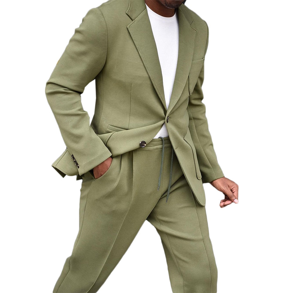 Green Business Men Suits With Two Pieces Jacket Pants Custom Made Designer Success Wedding Party Formal Occasion