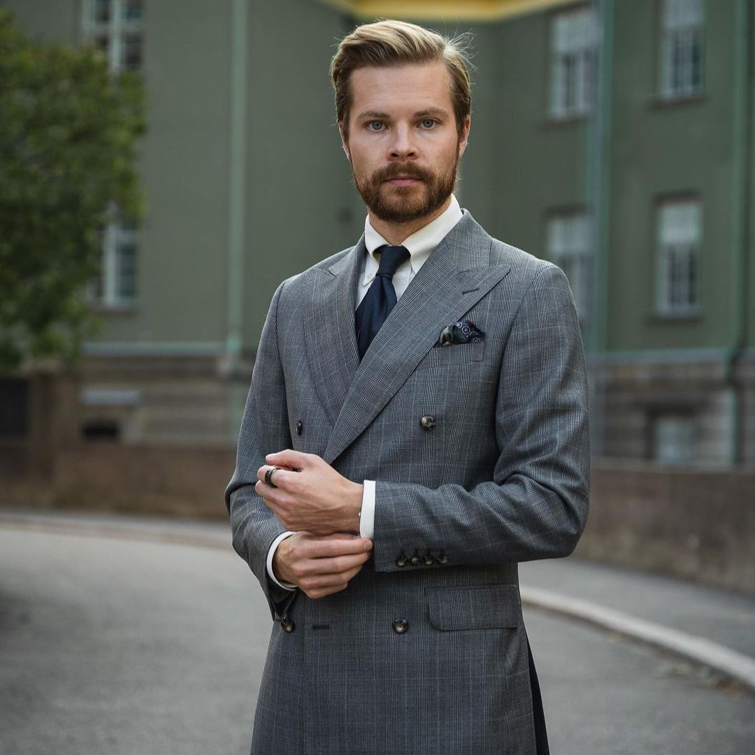 Costume gris pour homme avec deux pièces en treillis, slim, pour mariage, occasion formelle, smoking, veste et pantalon 