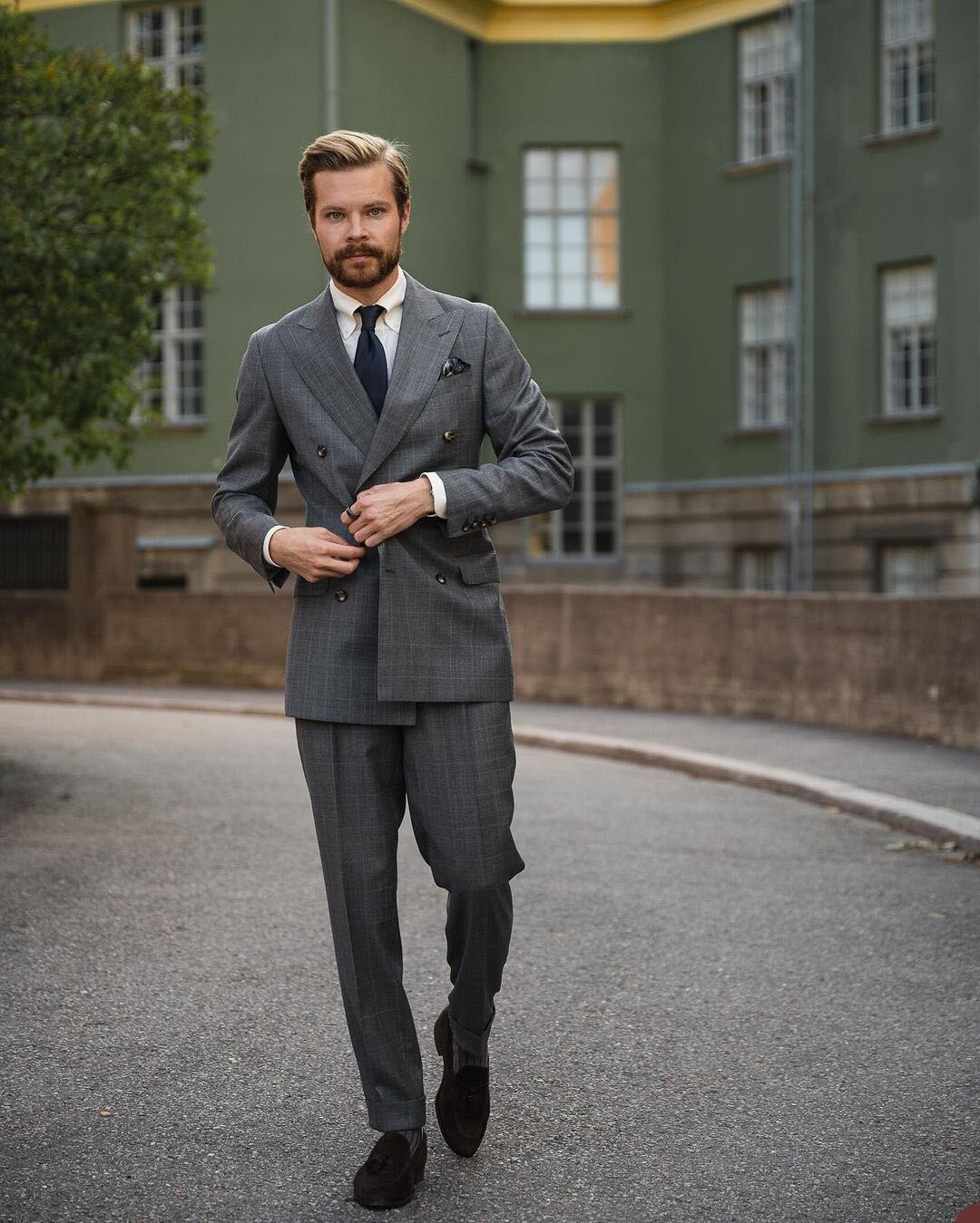 Costume gris pour homme avec deux pièces en treillis, slim, pour mariage, occasion formelle, smoking, veste et pantalon 