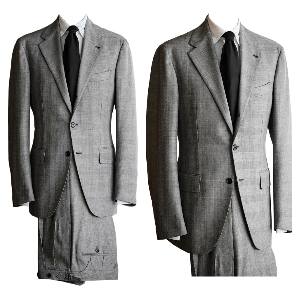 Trajes de caballero grises para hombre, de dos piezas, a rayas, ajustados, de diseñador, para bodas, ocasiones formales, esmoquin, chaqueta y pantalones.