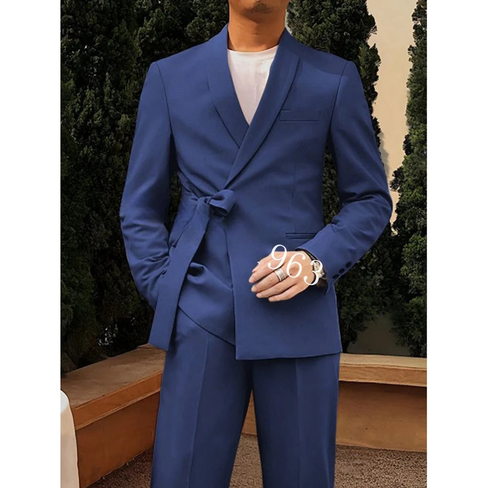 Men's Suit Blazer Pants Designs Slim Fit 2 Pieces Men Suits Groom Wear Best Men Wedding Tuxedos
