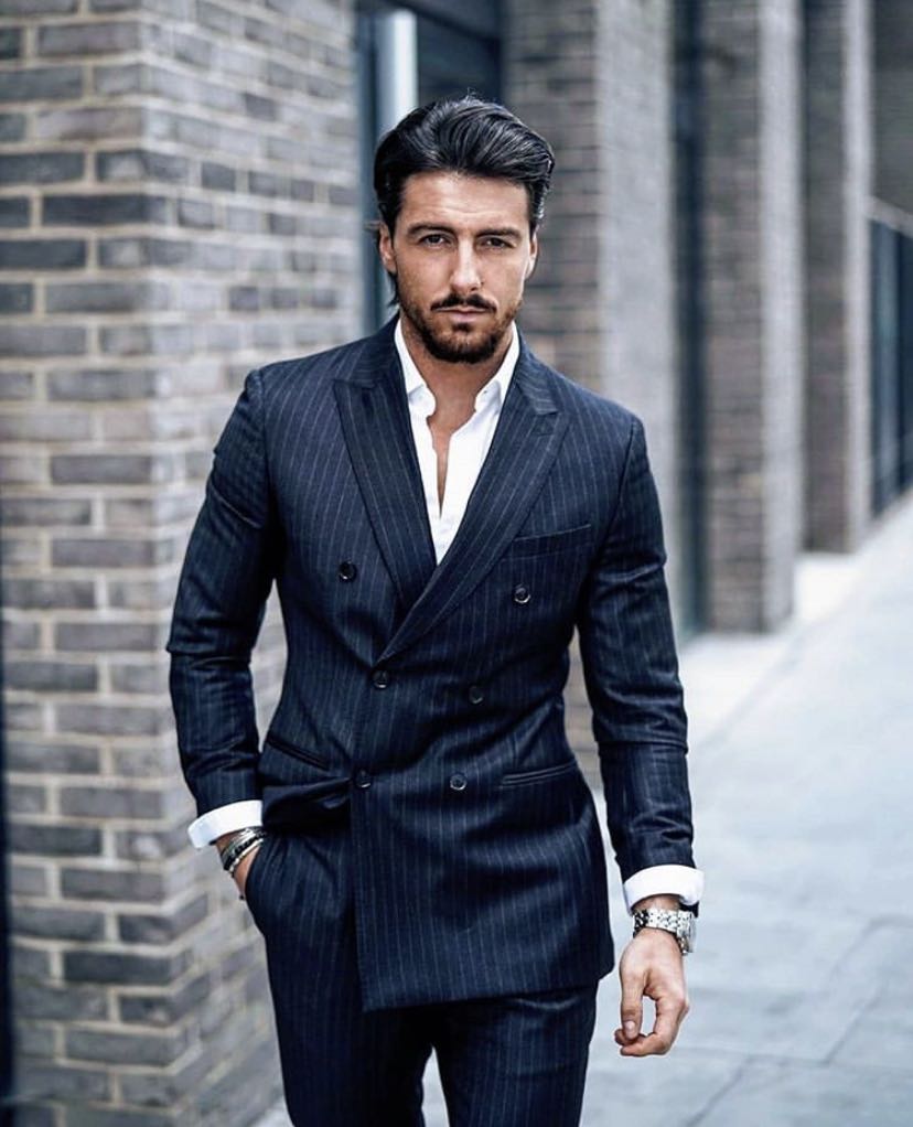 Costume de mariage à rayures croisées pour homme, 2 pièces, coupe slim, blazer (veste et pantalon). 