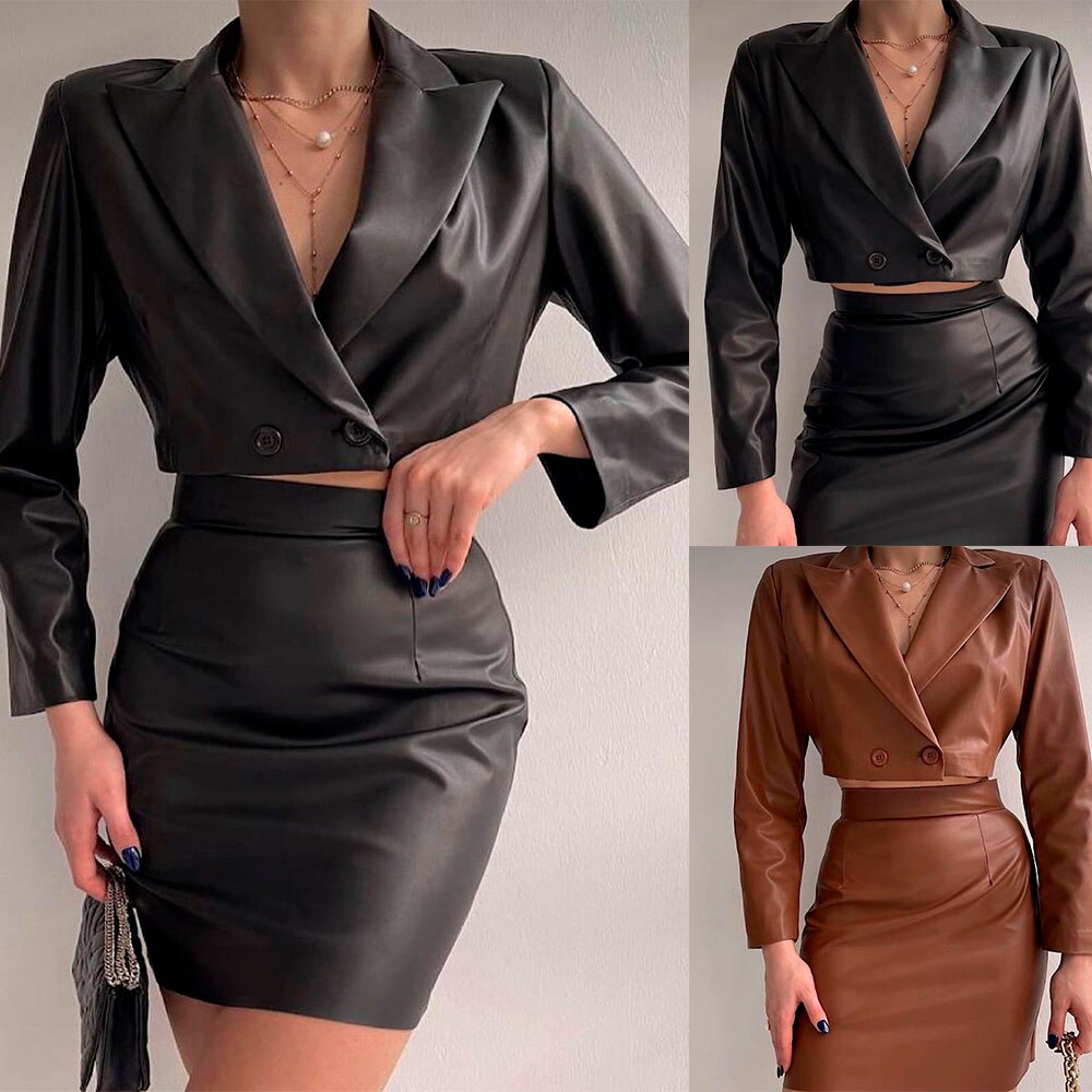 Blazer en cuir pour femme, tenue de soirée ample, tenue de mariage, 2 pièces 