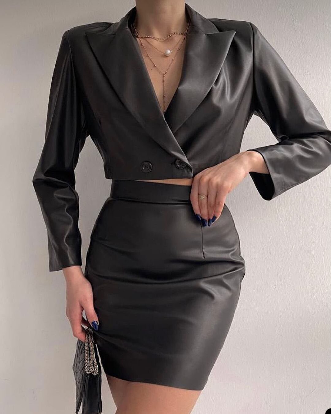 Blazer de cuero para mujer, traje de calle elegante, traje de ocio, suelto, para fiesta de noche, traje de boda, 2 piezas 