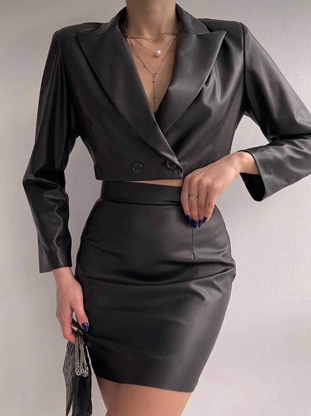 Blazer en cuir pour femme, tenue de soirée ample, tenue de mariage, 2 pièces 