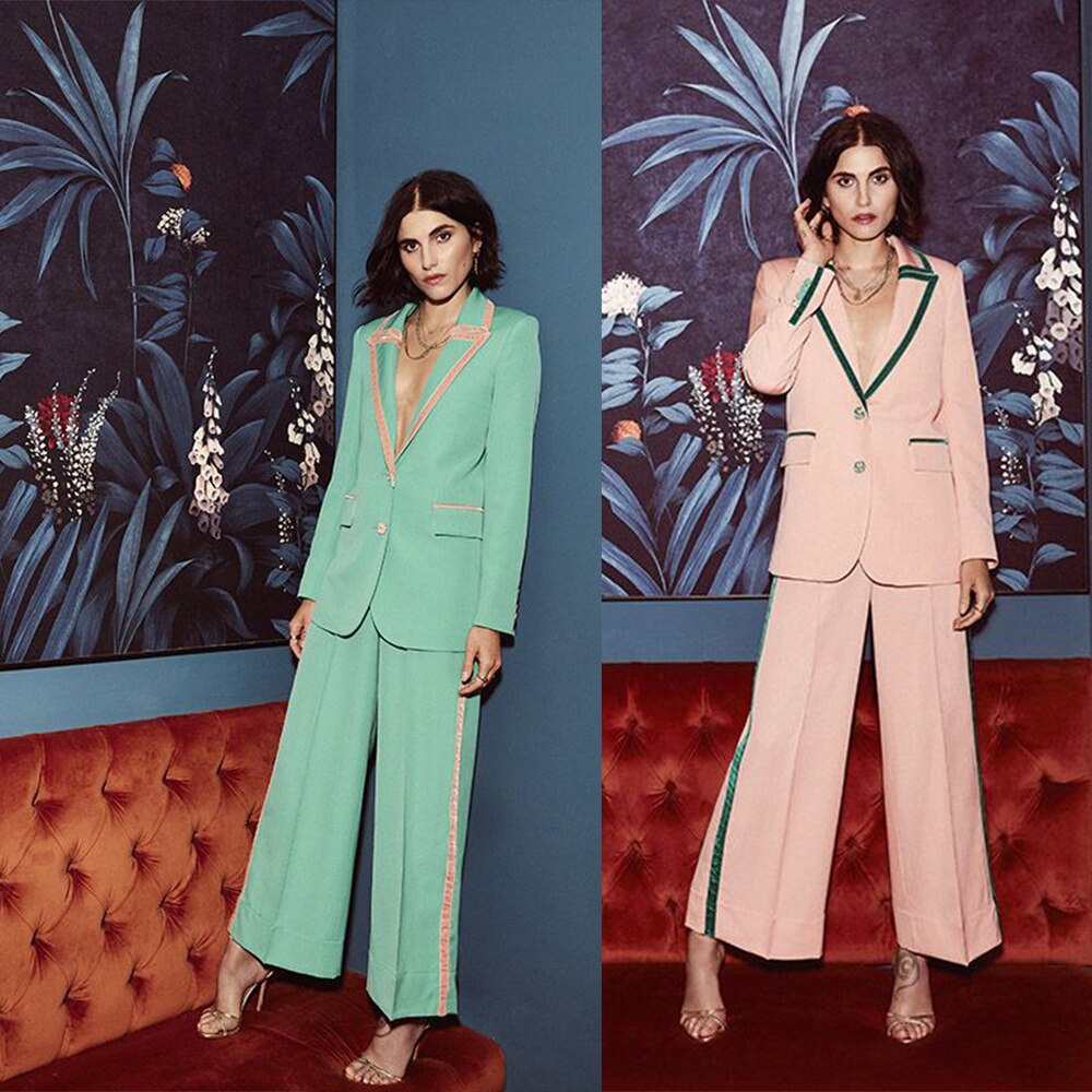 Ensemble 2 pièces pour femme, pantalon, taille haute, smoking, veste de travail, blazer, tenue de bureau 