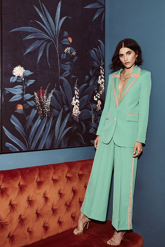 Trajes de pantalón para mujer, de cintura alta, para madre de la novia, esmoquin, abrigo de trabajo, blazer, para oficina, 2 piezas 