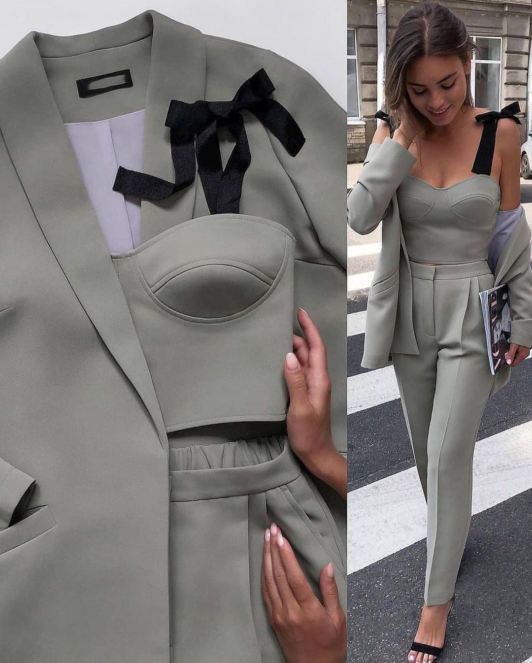 Costume de mariage gris pour femme, coupe slim, tenue de soirée, 3 pièces, pour mère de la mariée 