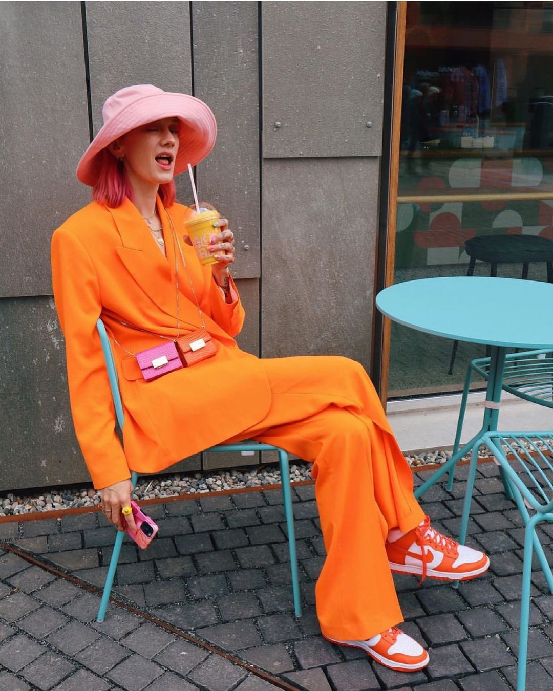 Costume ample pour femme, ensemble 2 pièces, veste de travail, blazer, pour mère de la mariée, orange 