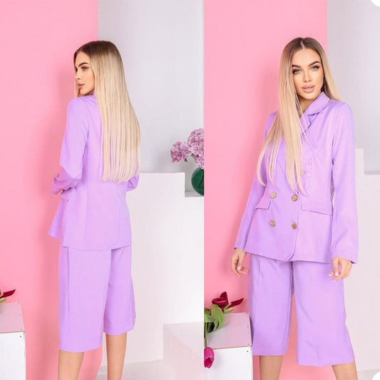 Traje de chaqueta morado de ocio para mujer, traje de verano para madre de la novia, trajes formales para fiesta de noche, ropa de boda de 2 piezas 