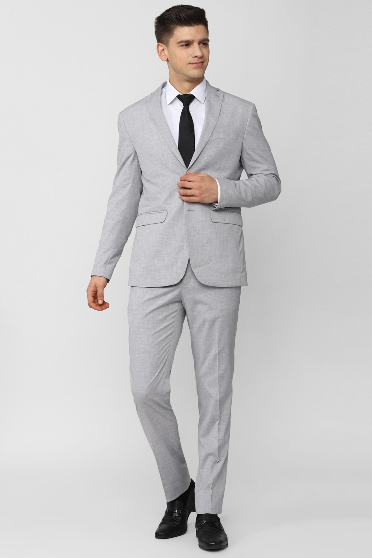 Costume homme gris clair 2 pièces blazer pantalon simple boutonnage revers pointu slim doux affaires moderne mariage marié sur mesure 