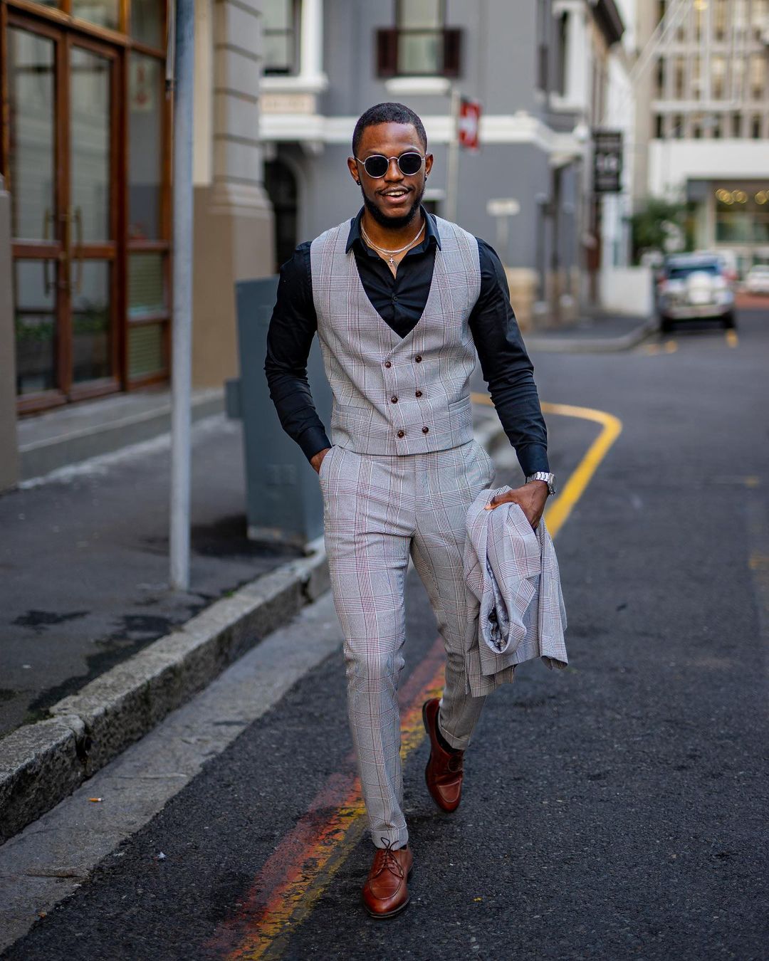 Traje a cuadros gris claro para hombre, 3 piezas, corte entallado, a medida, de un solo pecho, para boda, novio, ropa de trabajo, informal, para graduación, a medida 