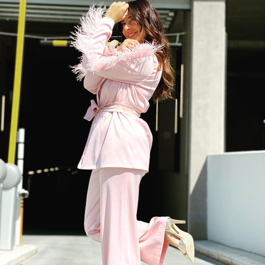 Light Pink Feather Women Blazer Suits Street Style Power Plus Size Evening Party Formal Outfit Wedding Wear 2 Pieces