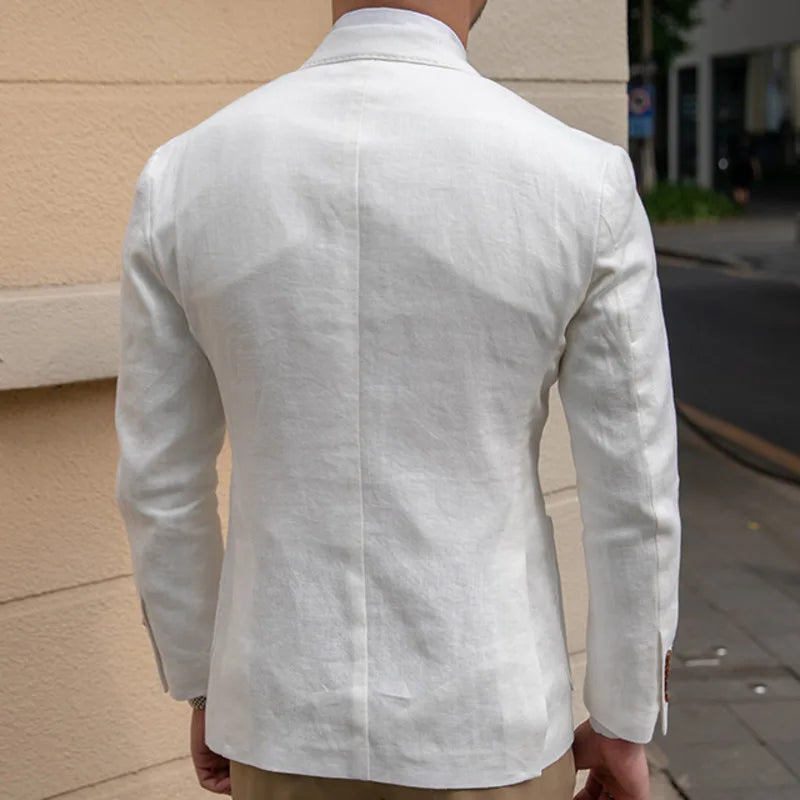 Blazer italiano de lino para hombre, blazer elegante de lujo para hombre, chaqueta para hombre, chaqueta para hombre, chaqueta formal para boda, novio, club social, trajes de chaqueta