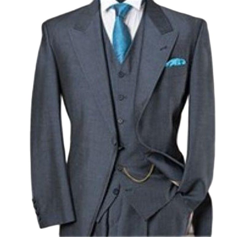 Ensemble de costumes pour hommes, 3 pièces, veste, pantalon, gilet et cravate, long manteau gris, smoking de mariage, blazer, pantalon, coupe slim 