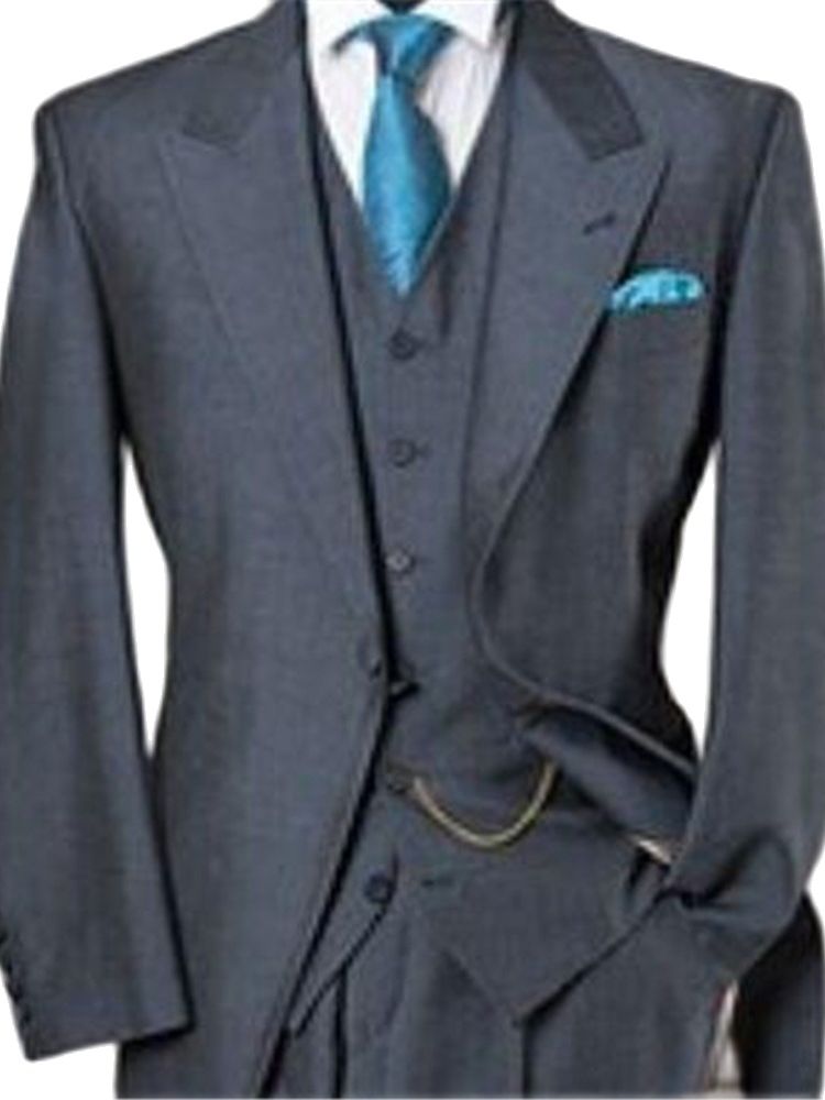 Ensemble de costumes pour hommes, 3 pièces, veste, pantalon, gilet et cravate, long manteau gris, smoking de mariage, blazer, pantalon, coupe slim 