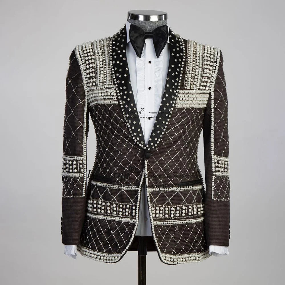 Trajes de esmoquin de diseñador de lujo para hombre, 2 piezas, para novio, boda, fiesta, graduación, blazer, pantalones, traje masculino 