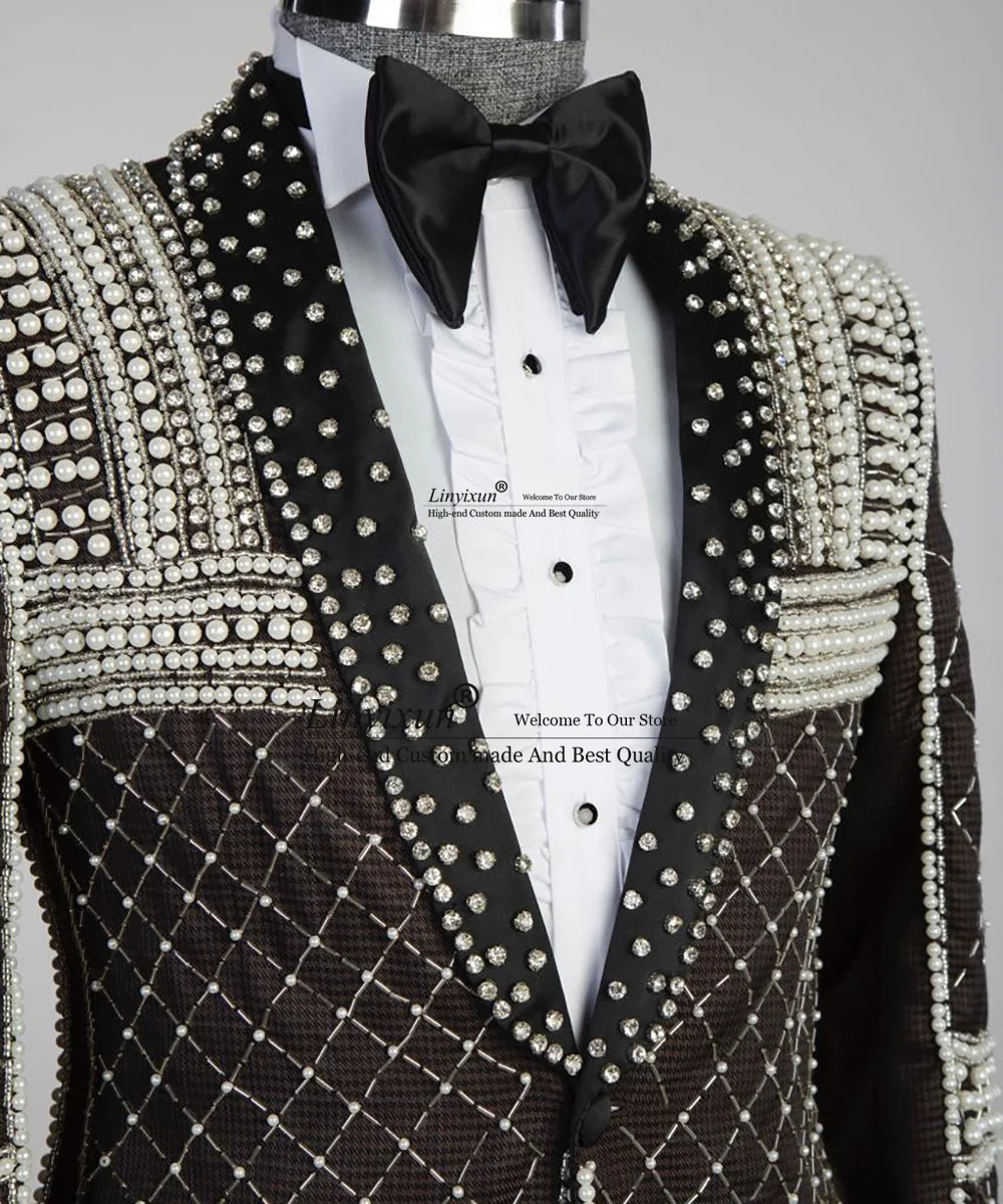 Trajes de esmoquin de diseñador de lujo para hombre, 2 piezas, para novio, boda, fiesta, graduación, blazer, pantalones, traje masculino 