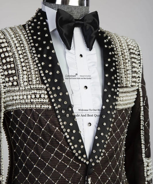 Costume 2 pièces pour homme, smoking de luxe, pour marié, fête de mariage, bal de promo, blazer, pantalon 