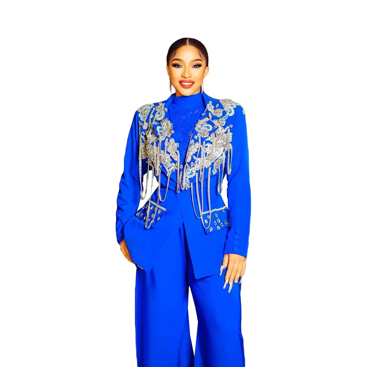 Luxury Women Pants Suits Slim Fit Two Pieces Blazer Suits Set Ladies Prom Party Wedding Wear Outfit (Jacket+Pants)