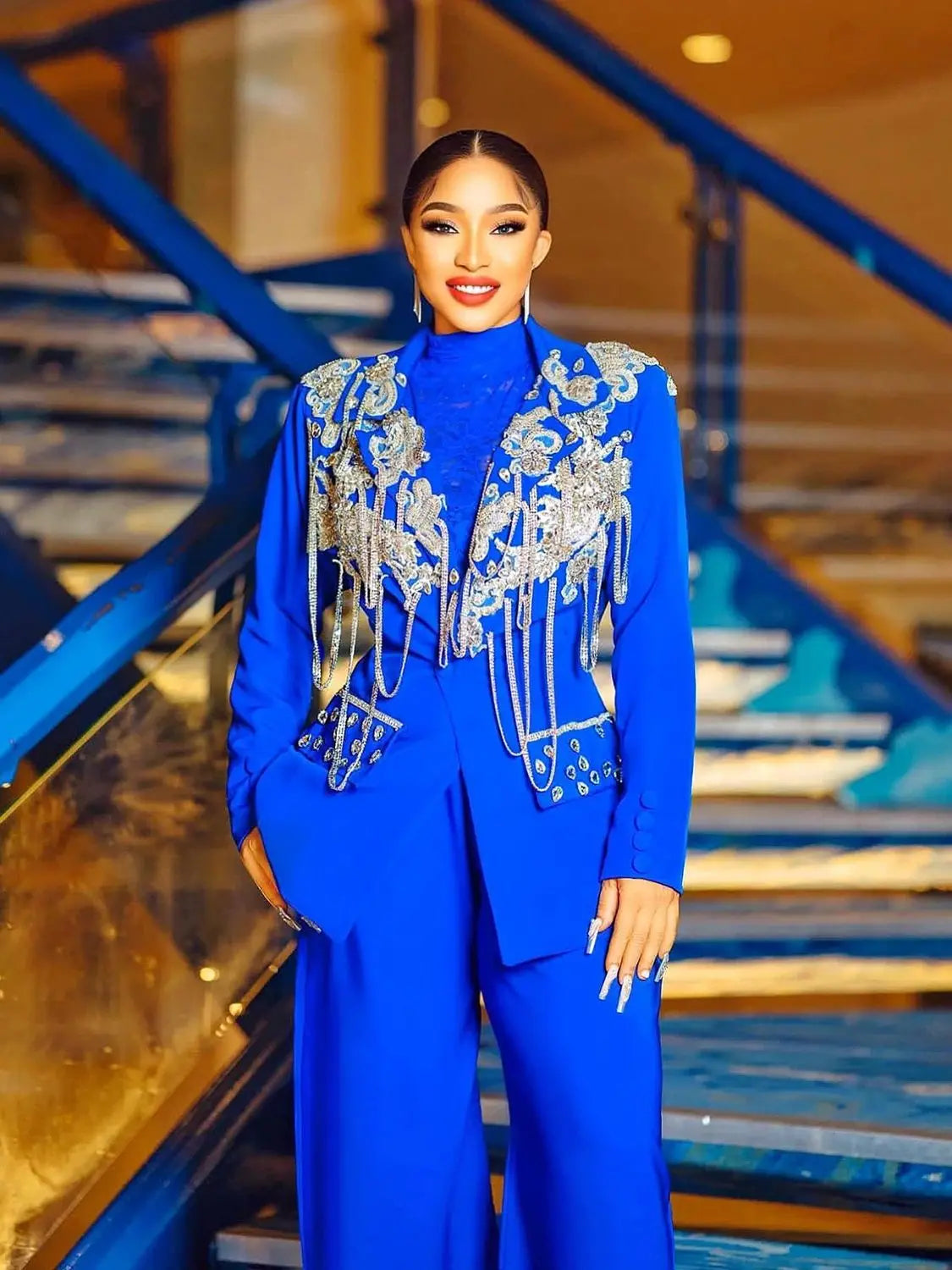 Luxury Women Pants Suits Slim Fit Two Pieces Blazer Suits Set Ladies Prom Party Wedding Wear Outfit (Jacket+Pants)