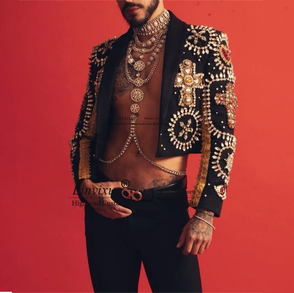 Esmoquin de novio con cuentas para boda, trajes de hombre con solapa chal, trajes de hombre ajustados, conjuntos de 2 piezas, blazers de fiesta para hombre 