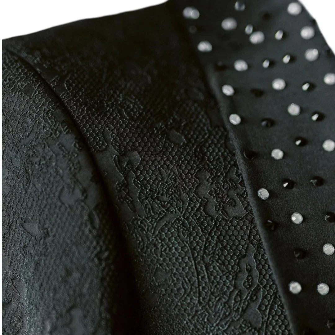 Costume de luxe pour homme, 2 pièces, coupe slim, avec perles, pour mariage, smoking formel, veste et pantalon noir