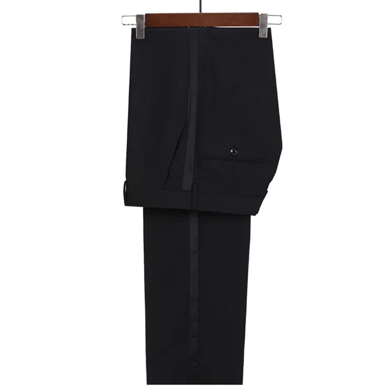 Costume de luxe pour homme, 2 pièces, coupe slim, avec perles, pour mariage, smoking formel, veste et pantalon noir