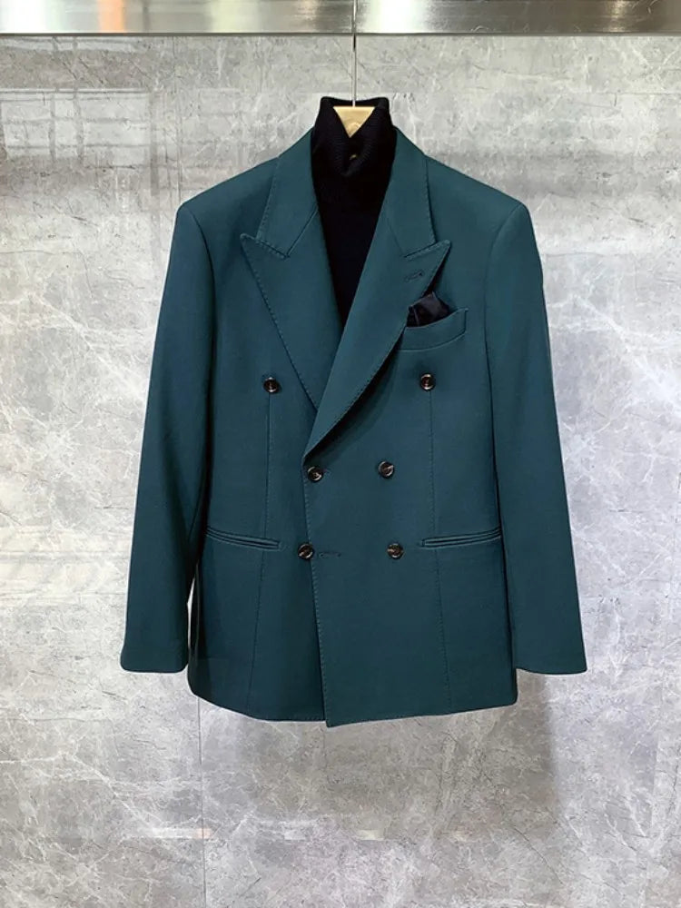 Conjuntos de blazer cruzado vintage de estilo británico de lujo para hombre, trajes elegantes de diseño para oficina, negocios, formales, fiestas y bodas.