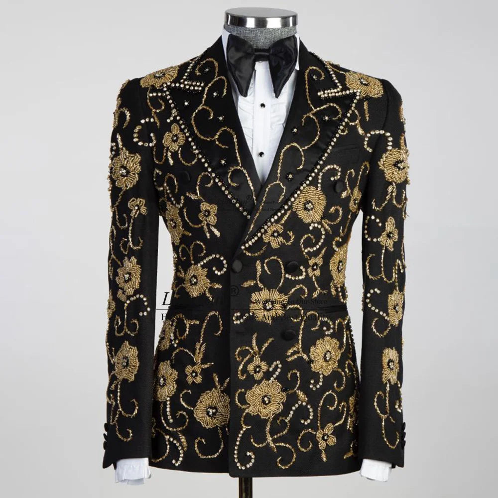 Trajes de esmoquin a medida de diseñador de lujo para hombre, 2 piezas, para novio, boda, cena, fiesta, graduación, blazer, pantalones, traje completo