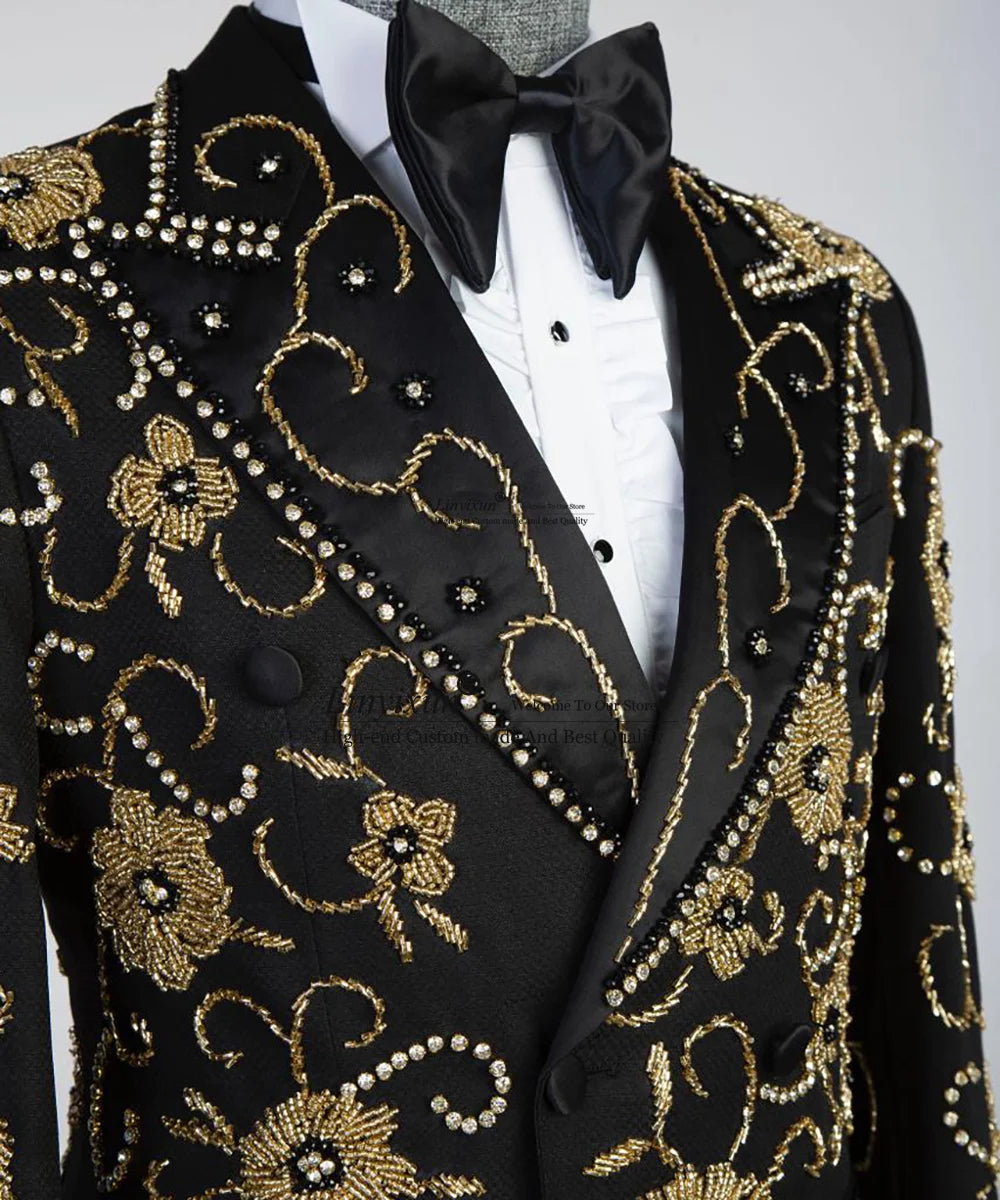 Trajes de esmoquin a medida de diseñador de lujo para hombre, 2 piezas, para novio, boda, cena, fiesta, graduación, blazer, pantalones, traje completo