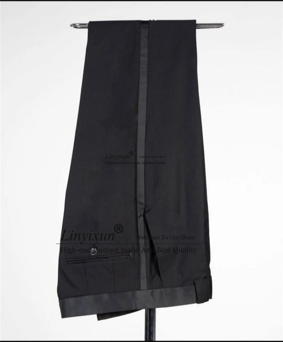 Trajes de lujo para hombre con cuentas y purpurina, esmoquin cruzado para novio, 2 piezas, chaqueta de fiesta para boda, corte entallado