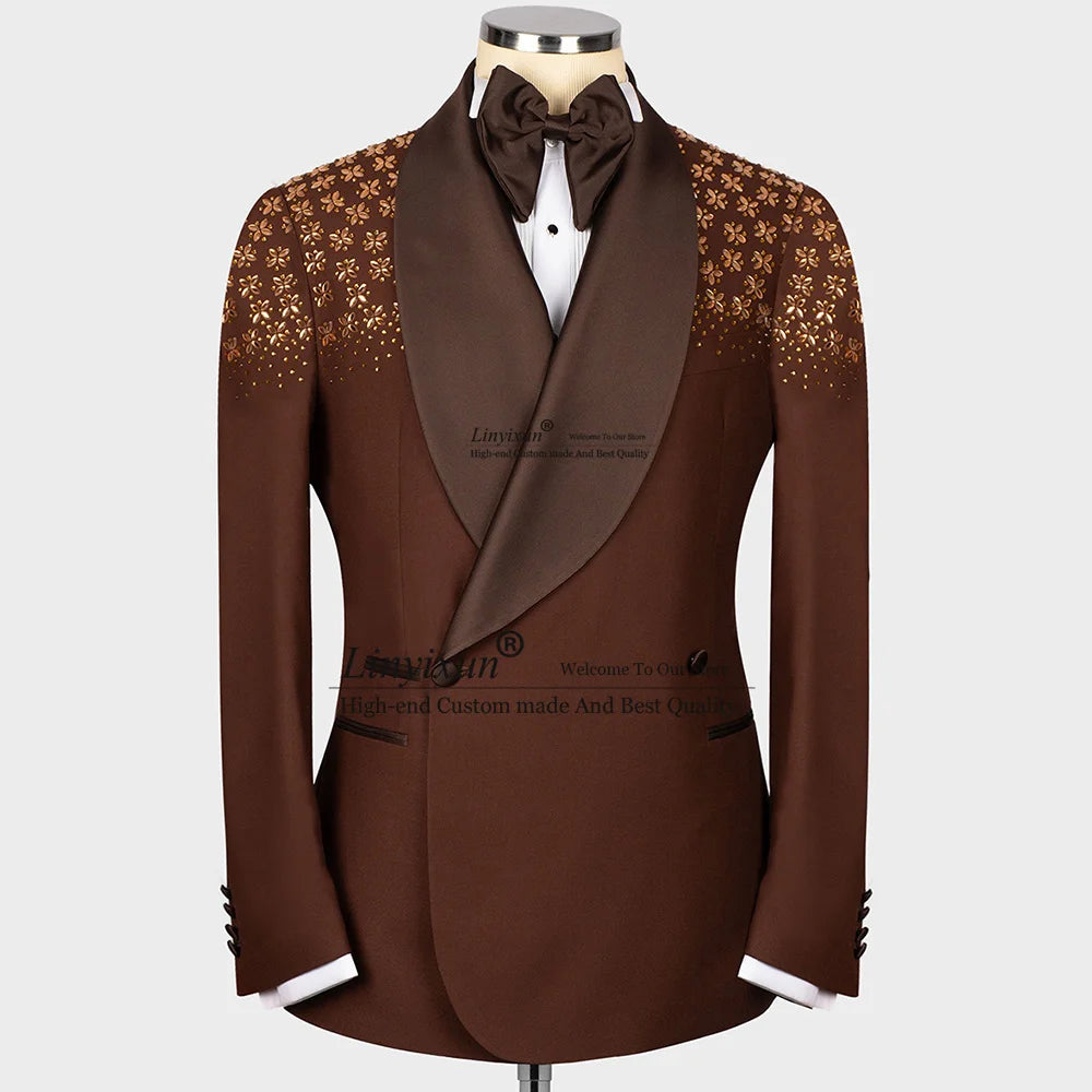 Costume 2 pièces pour homme, smoking, bijou de luxe, costume de mariage, dîner, bal de promo, blazer 