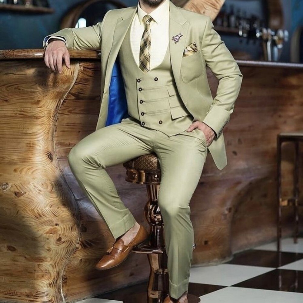 Luxury Man Suit For Wedding Slim Fit Gentleman Groom Formal Occasion Dresses Blazer Sets 3 Pieces