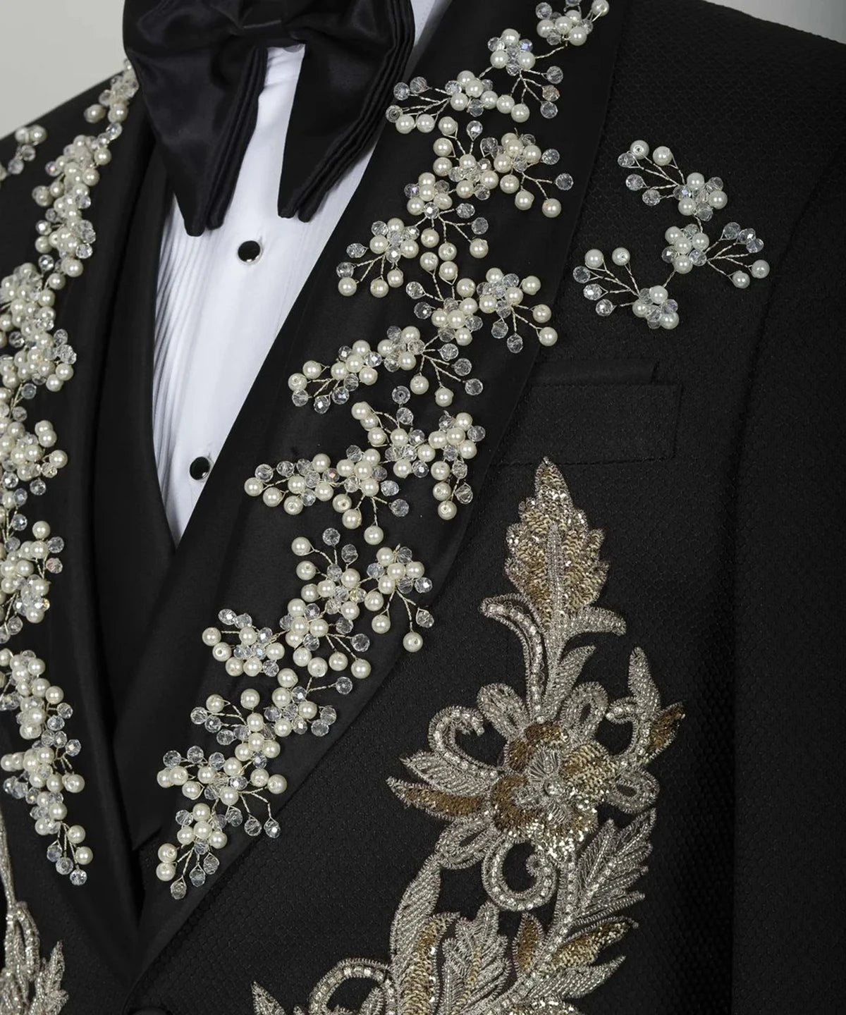 Traje de lujo para hombre, a medida, 2 piezas, blazer, chaleco, esmoquin, un botón, apliques de lentejuelas con cuentas, corte entallado, para boda, novio, graduación, a medida.